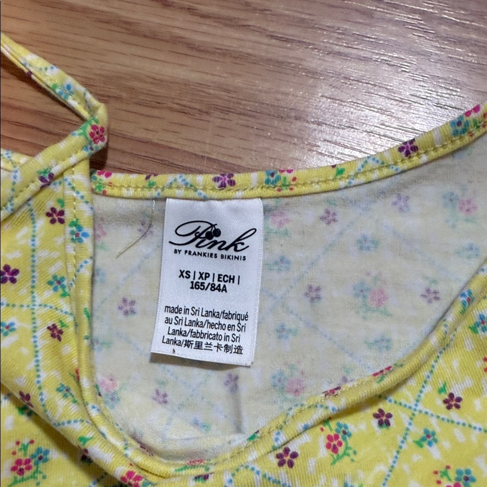 PINK Victoria's Secret by Frankies Bikinis Yellow Patterned Pajama Set - Picture 6 of 7